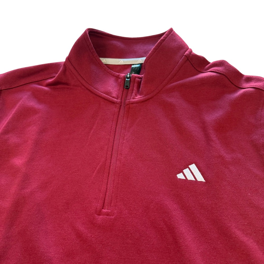 NWT Adidas Mens GO-TO 1/4 Zip Pullover Long Sleeve Burgundy Sz L Style ADVRO955 - Picture 2 of 9